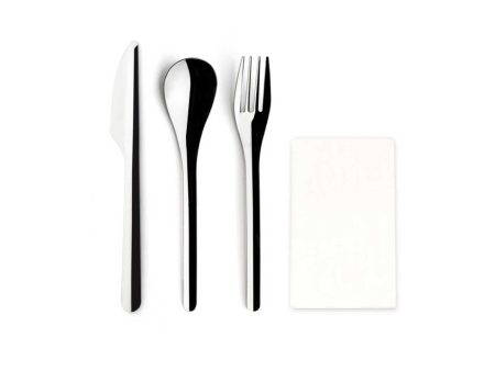 Set da tavola con coltello cucchiaio forchetta e tovagliolo modello brooklyn in acciao inox 430 Cheap