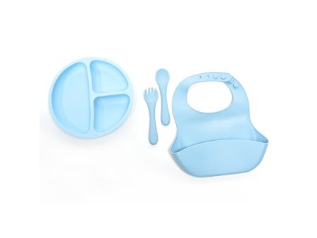 Set 4 pezzi pappa con piatto e bavaglino in silicone misura 32x31xh.4,3cm Online Hot Sale