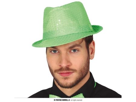 Cappello da gangster con paillettes colore verde neon on Sale