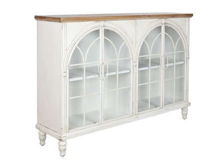 Buffet abete e cristallo misura 150x36x104cm colore bianco Online