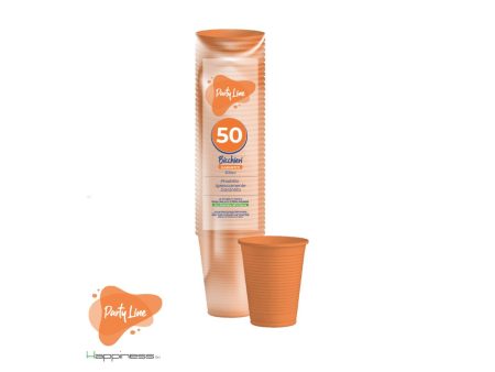 Bicchieri di plastica 200cc arancio - confezione da 50 pezzi For Discount