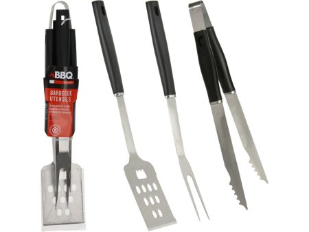 3 utensili bbq in acciaio inox con manico in plastica For Discount