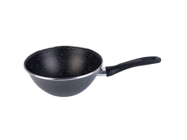 Wok salta pasta d28xh10cm con 1 manico in acciaio smaltato pietra antiaderente rinforzata a due strati anche per induzione lavabile in lavastoviglie For Discount