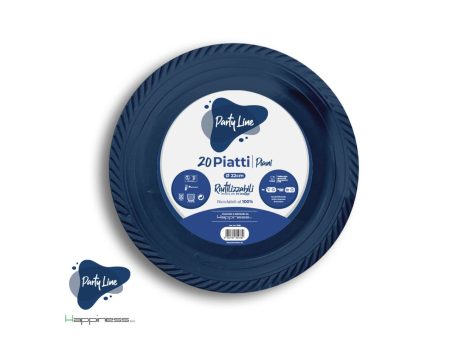 Piatti piani in plastica colore blu misura 22cm - la confezione comprende 20 piatti Online Hot Sale