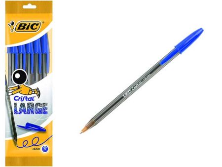 Penna a sfera bic cristal large, trarente per controllare il livello di inchiostro blu 1,6 mm Discount