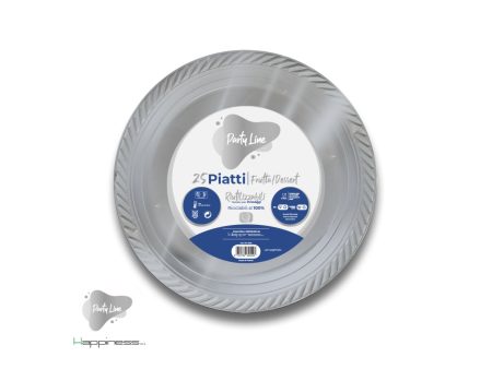 Piatti da frutta in plastica colore argento la confezione comprende 25 piatti Discount