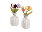 Fermaporta con tulipani in 2 colori assortiti in tessuto e ghiaia misura 12x12x34cm on Sale