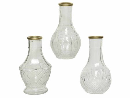 Vaso in vetro trasparente con 3 assortimenti di rilievo d.8xh.11.5cm For Discount