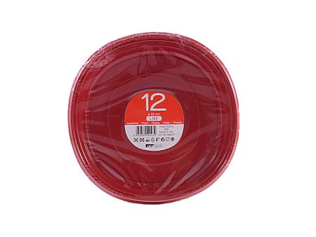 Piatto 22cm 12 pezzi rosso riut.plike220012 Online