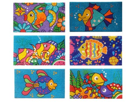 Zerbino cocco pesci colorati 6 disegni assortiti 70x40cm For Discount