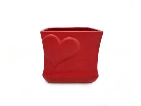 Vaso quadrato c cuore rosso h.10cm70724r Sale