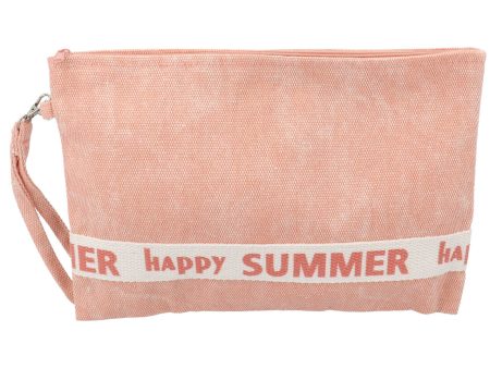 Pochette  in tela happy summer colore corallo Online Sale