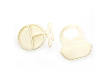 Set 4 pezzi pappa con piatto e bavaglino in silicone misura 32x31xh.4,3cm For Sale