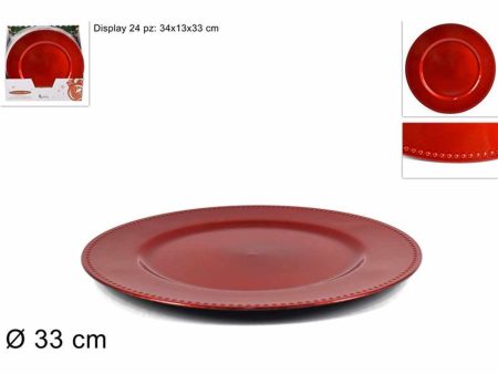 Sottopiatto con bordo puntinato 33cm rosso melamina For Cheap