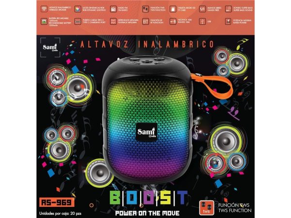 Altavoz sami boost multimedia wireless con luce rgb dinamica $ Discount