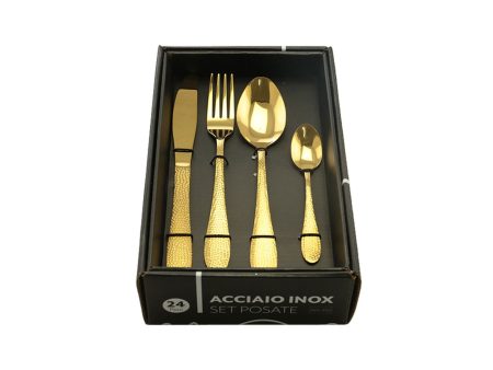 Posate in acciaio - la confezione comprende 24 posate 24 colore oro Online Sale