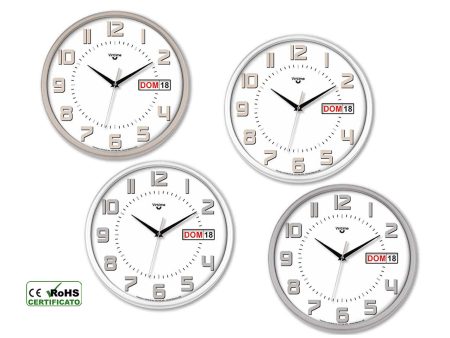 Orologio da parete cassa in abs rotondo d.30cm con calendario daytime quadrante bianco in 4 colori assortiti Online Sale