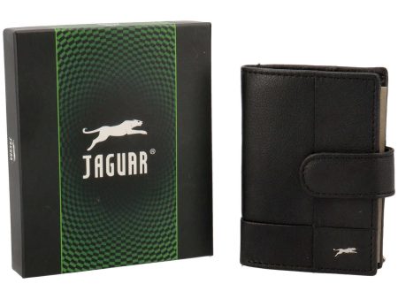 Portacarte jaguar da uomo anticlonazione in vera pelle sugar print misura 5,5x9,6cm colore nero For Discount