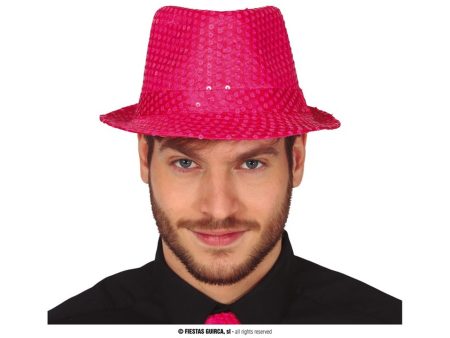 Cappello da gangster con paillettes colore rosa neon Supply