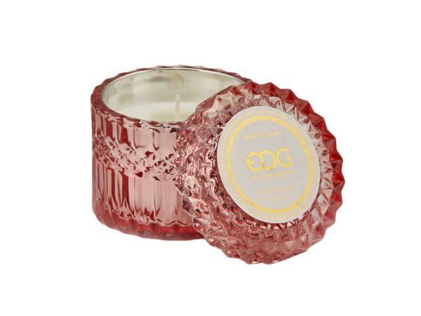 Candela crystal con vaso h.8,5xd.9cm 160gr rosa Discount