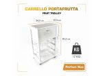 Carrello Porta Frutta e Verdura con portapane 56,5x37,3 h 82,2 in Legno, portavino carrello da cucina con ripiano multiuso 100% Made in Italy. (Bianco) For Discount