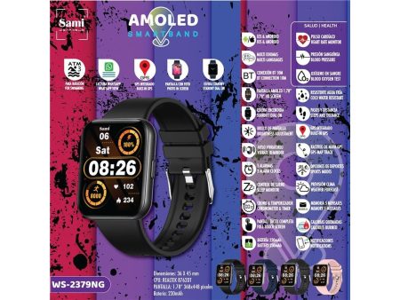 Orologio sami smartband 3 atm gps misura 36x45mm 1,78 368x448 pixel colore nero $ Fashion