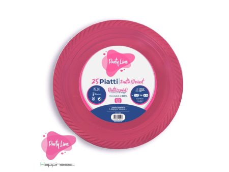 Piatti di plastica frutta fucsia - confezione da 25 pezzi Discount