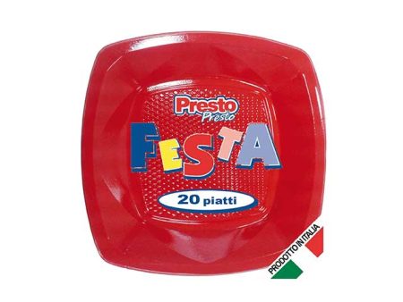 Piatto quadrato 20 pezzi rosso exq20ro $ For Cheap