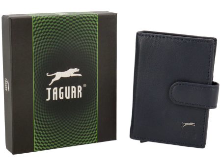 Portacarte jaguar da uomo anticlonazione in vera pelle con nappa + carbonio bicolore misura 5,5x9,6cm colore blu notte Online