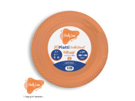 Piatti di plastica frutta arancioni - confezione da 25 pezzi Discount