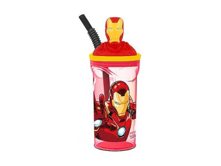 Iron man bicchiere c cannuccia 3d st57778 For Discount