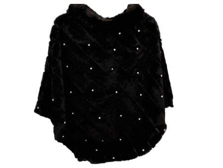 Poncho in pelo ecologico, perle e collo nero 100% poliestere For Discount