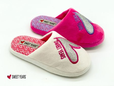 Pantofola da bambina fantasia cuore glitter sweet years colori assortiti fuxia e bianco misure dal 28 al 35 For Cheap